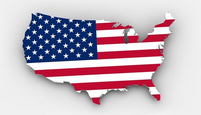 Map of USA.  Public Domain